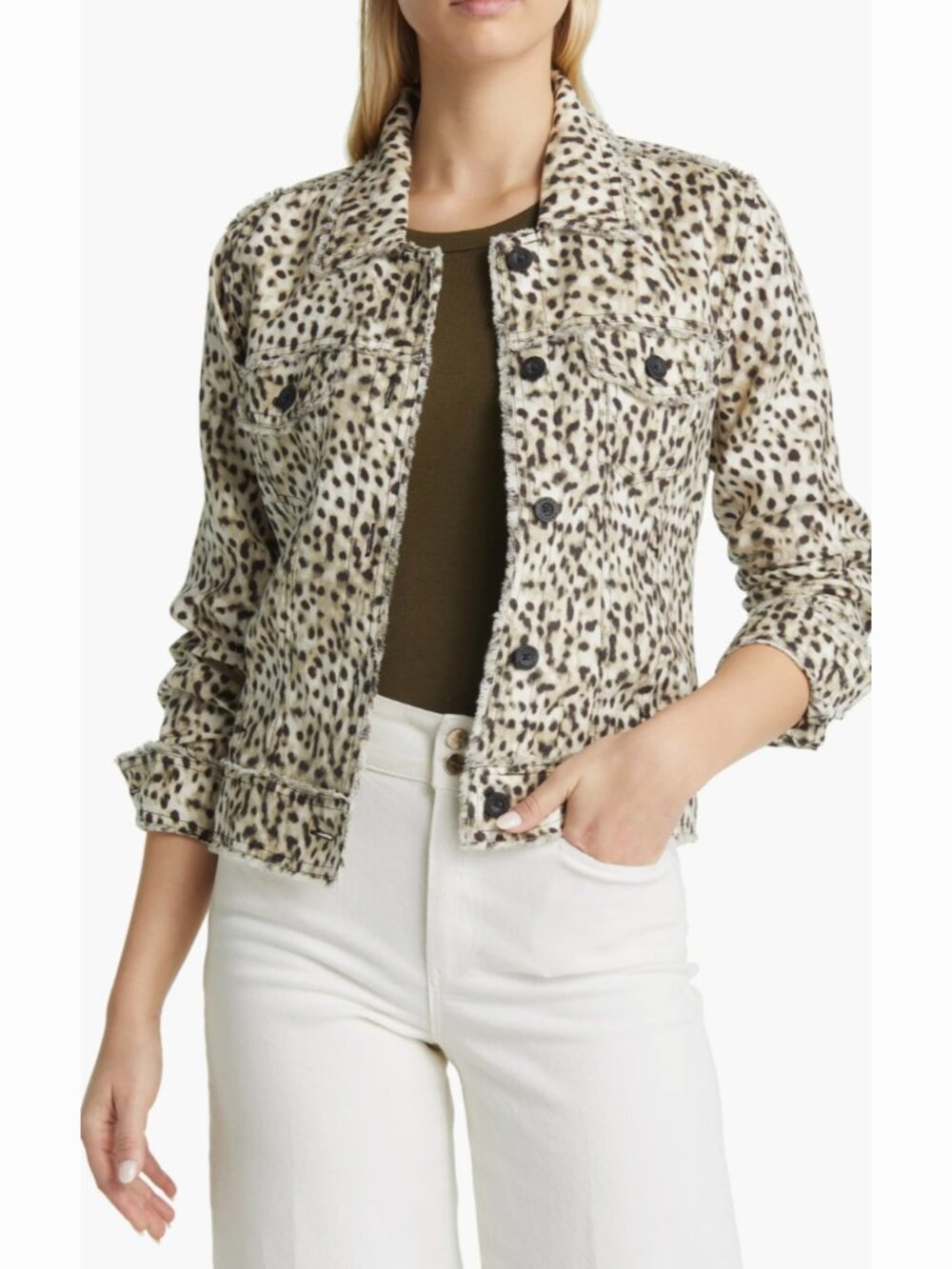 Tommy Bahama Lagoon Cheetah Print Linen Jacket Raw Frayed Hem size XL